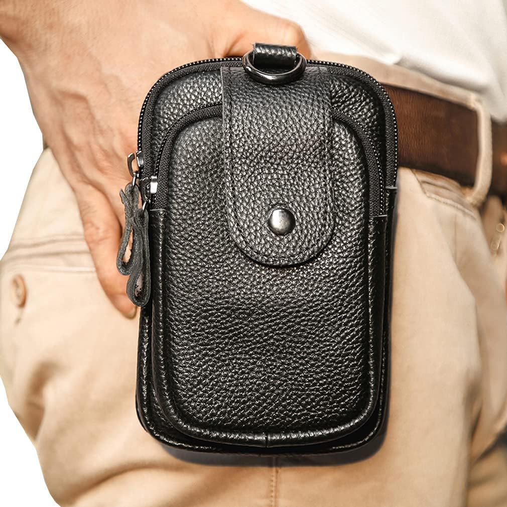Leather Waist Pack Phone Belt Bag for Men Loop Holster Wallet Cellphone Case Pouch Pack Clip Money Purse