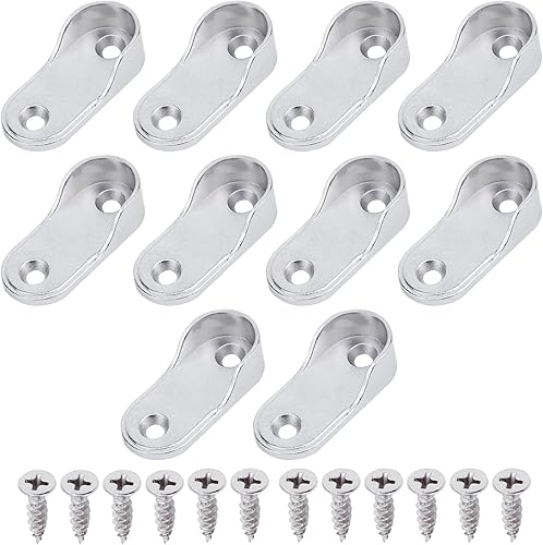 Miniatura 8 de MroMax Soporte ovalado de aleación de zinc para barra de armario, soporte de brida para barra de armario, diámetro interior de 0.650 in, paquete de