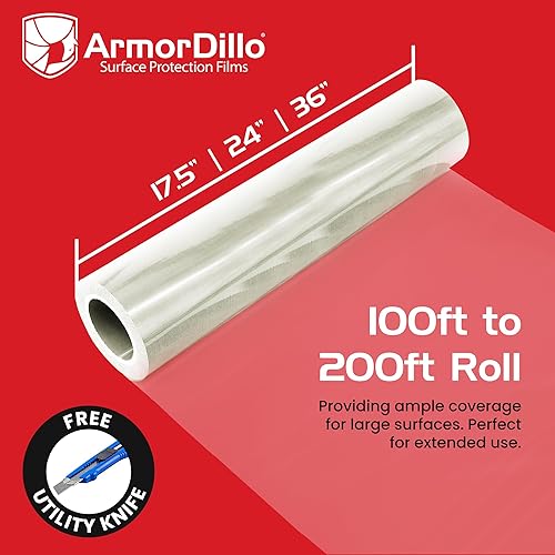 Miniatura 7 de ArmorDillo Película protectora de encimera con cuchillo gratis. Protección de superficie autoadhesiva transparente para laminados, granito, mármol,
