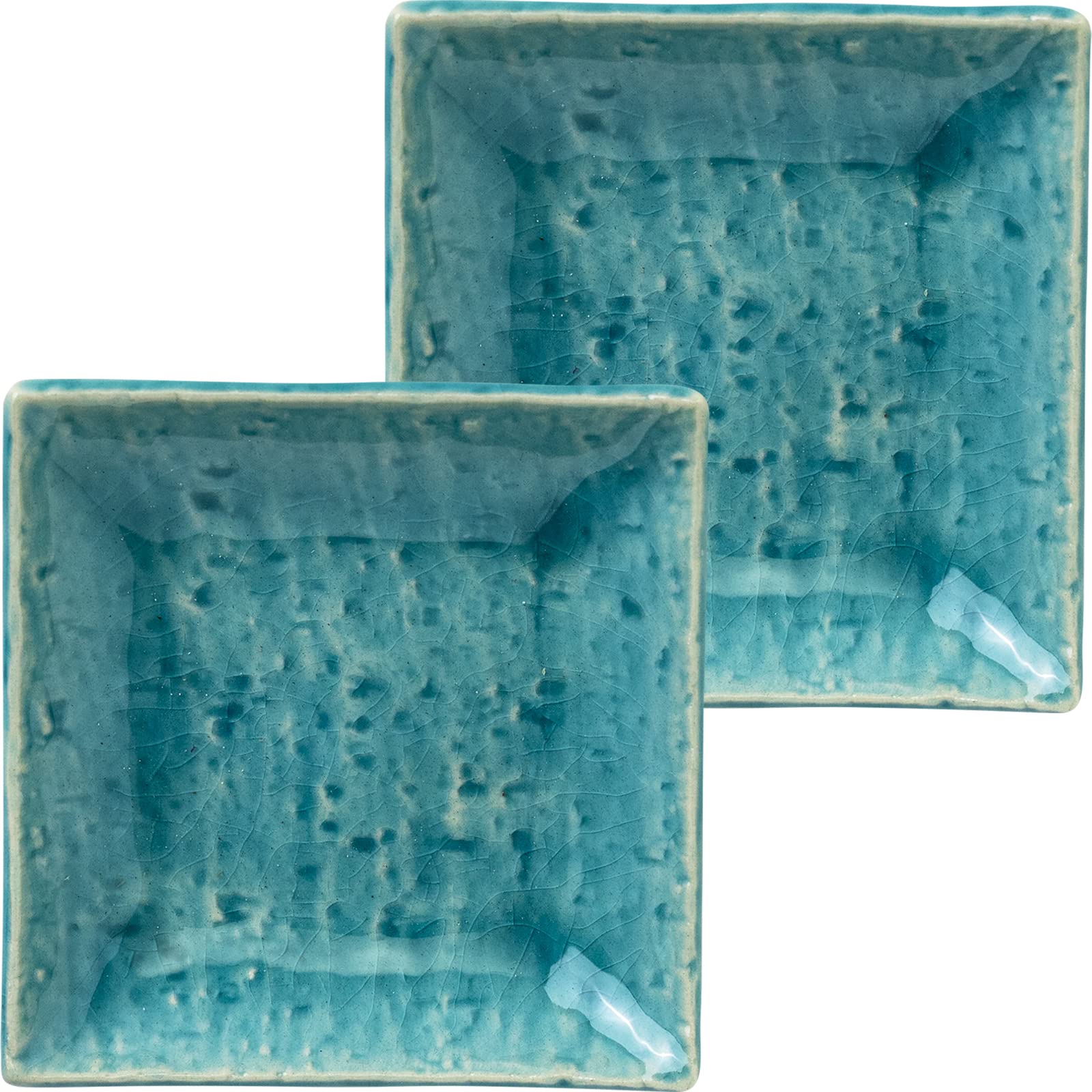 ?????(Minorutouki) Minoru Pottery Mino Ware UTA 100 Square Plates, Turkey, Set of 2