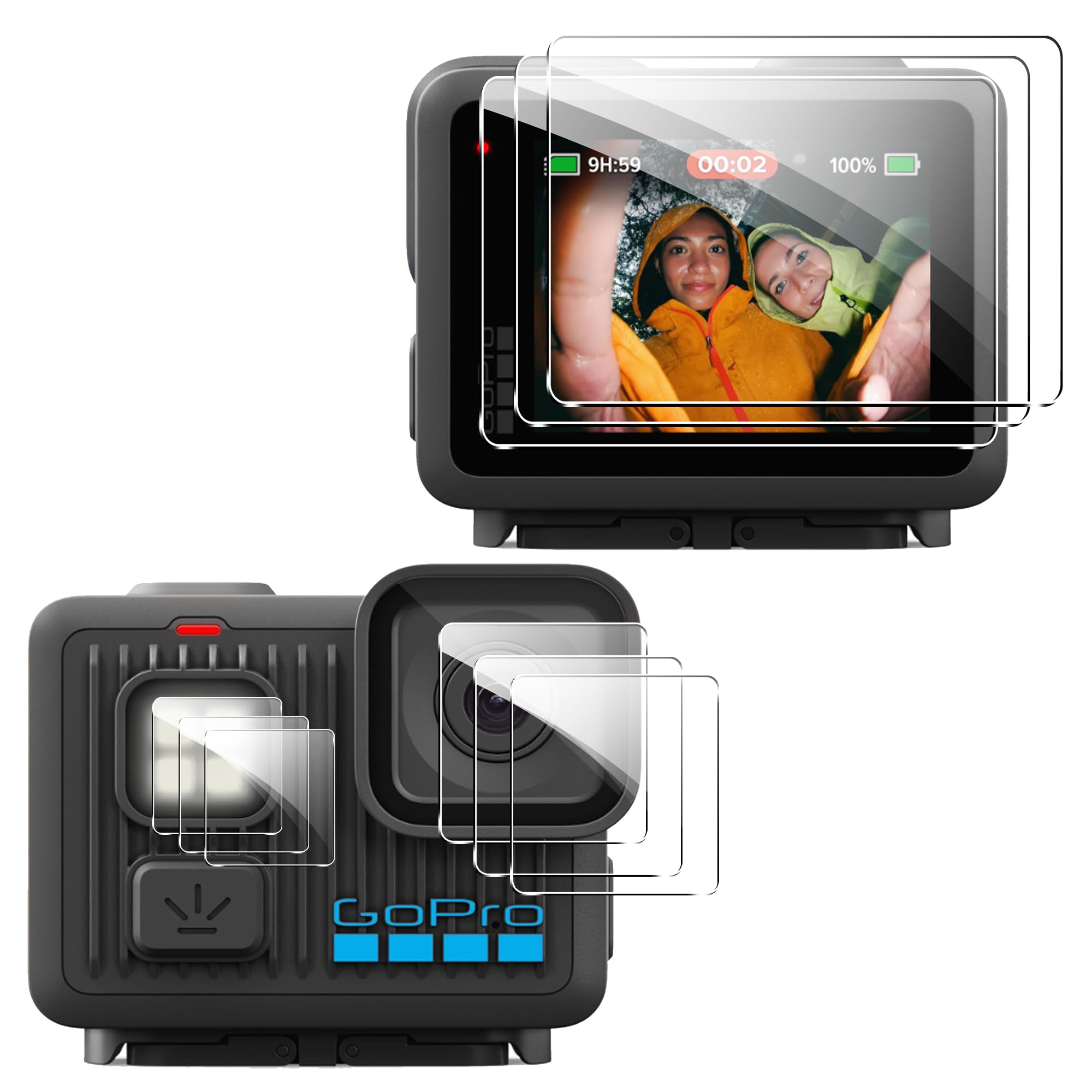 Suttkue for GoPro Lit Hero screen protector Tempered Glass flim ＆Camera Lens Protector Tempered Glass,High Definition Clear,Case Friendly,Anti-Scratch(3+3+3 pack)