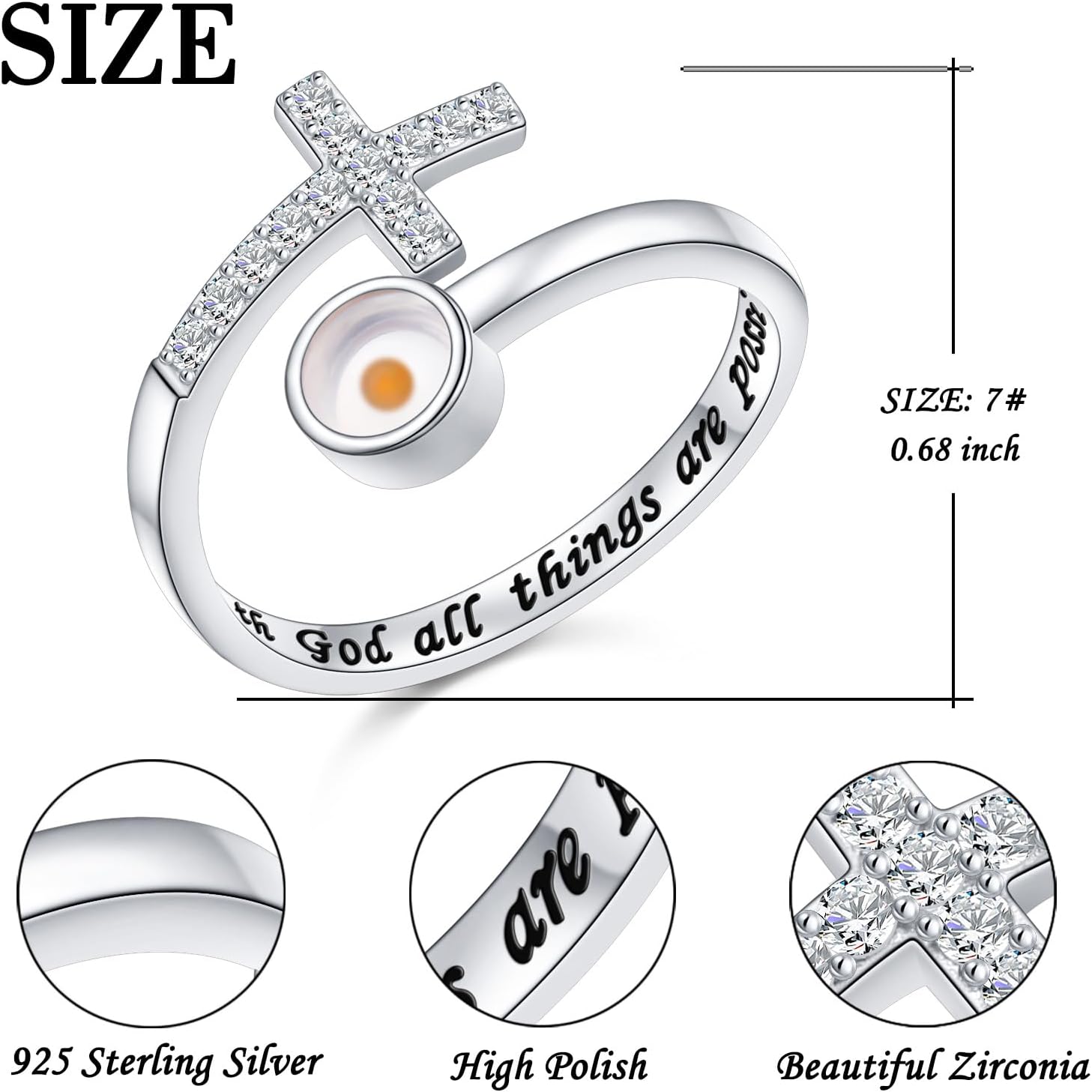 DAOCHONG 925 Sterling Silver Mustard Seed Mountain Rings for Women Faith Can Move Mountains Matthew 17:20 Jewelry Christian Climbing Jewelry Inspirational Gift