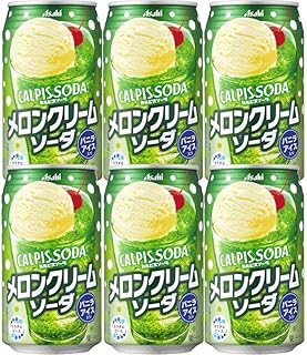 ASAHI CALPIS SODA Melon Cream Soda Japanese Canned Soft Drinks 350ml (Pack of 6)