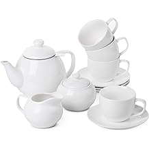 BTaT Royal Tea Set - 4 Porcelain Tea Cups (8oz), Pot (32oz), Creamer &amp; Sugar Set