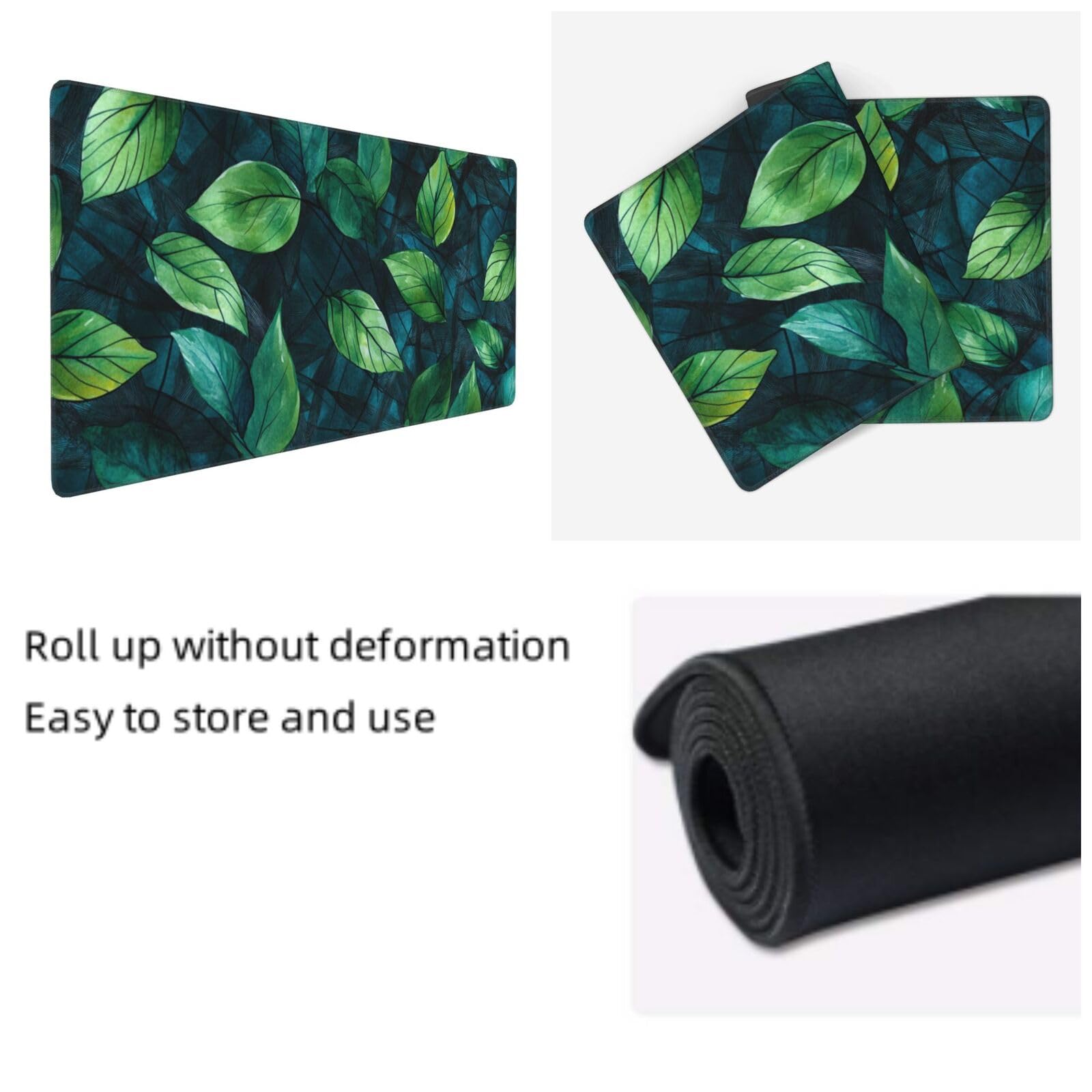 Tapis de Souris XXL 90 x 40 cm, Vert & Feuille Tapis de Bureau G673