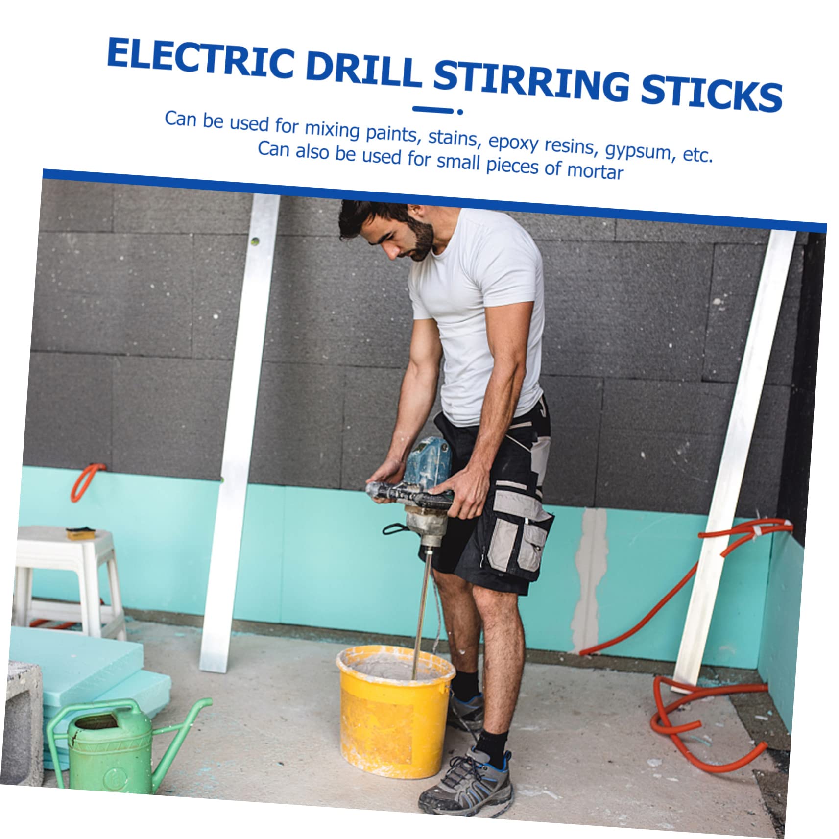 Holibanna 2Pcs Drywall Mud Mixer Drill Attachment Head Mixing Rods Paint Mixer Stirring Paddle Durable Construction for DIY Projects and Construction Use