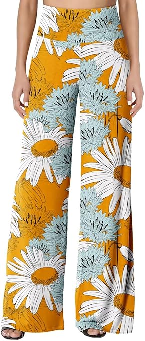JZC Women's Palazzo Lounge Pants Stretchy Wide Leg Casual Pants Comfy High Waist Flowy Pants S-3XL