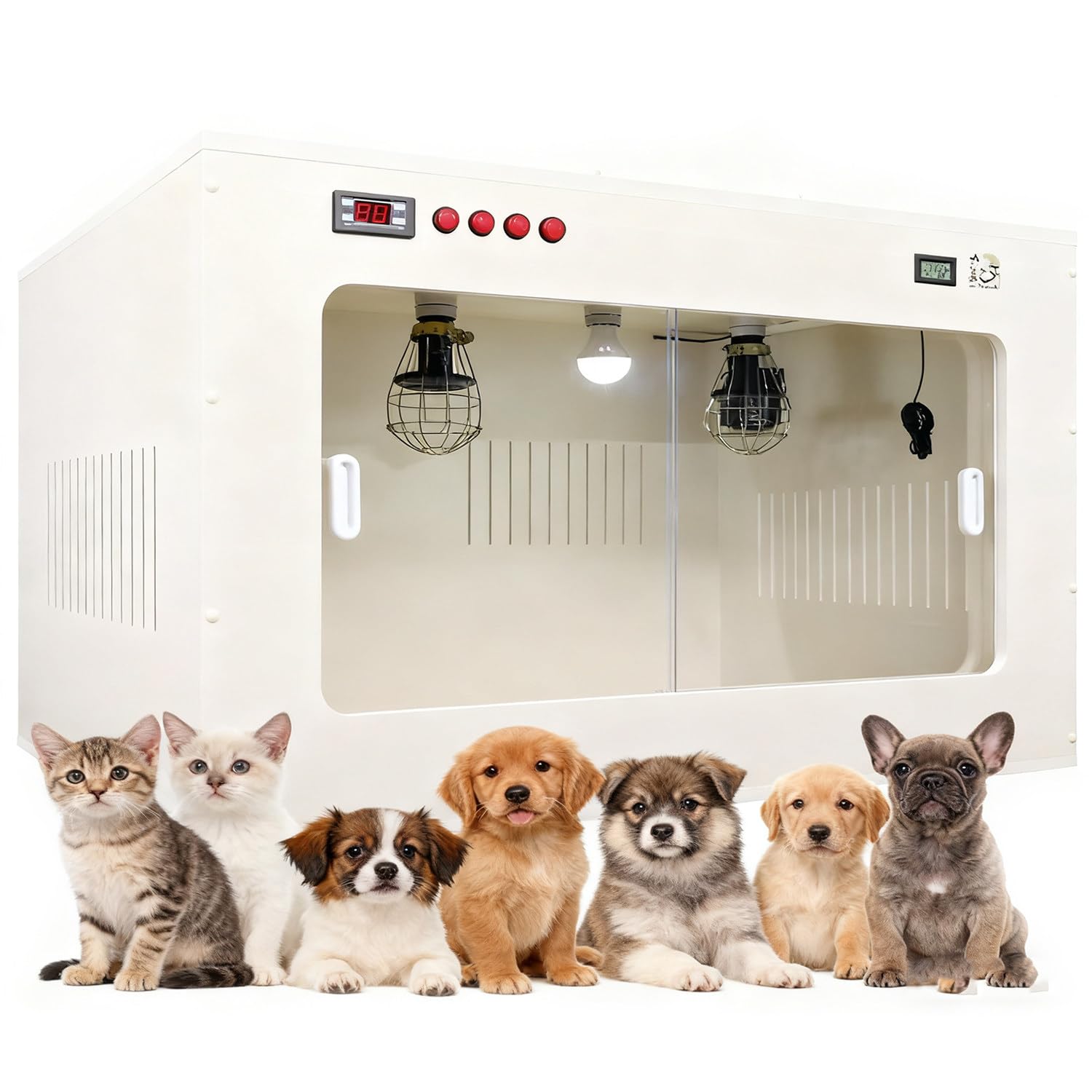 Qiang Couveuse Animaux avec Ventilation et Chauffage Adjustable Caisse Incubateur pour Une Portée de Chiots ou de Chaton,Assurant Un Développement Optimal 100 * 60 * 60cm