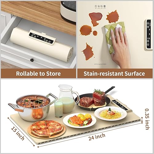 Miniatura 6 de Alfombrilla eléctrica para calentar alimentos calentador de alimentos de silicona para bufé de fiestas, almohadillas portátiles de calentamiento