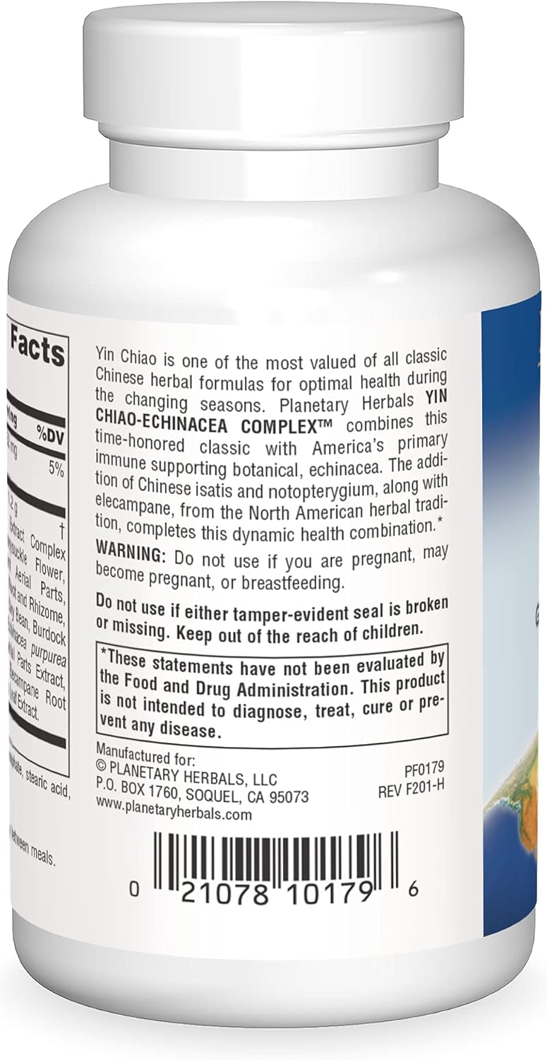 Yin Chiao-Echinacea Complex Planetary Herbals 60 Tabs : Health & Household