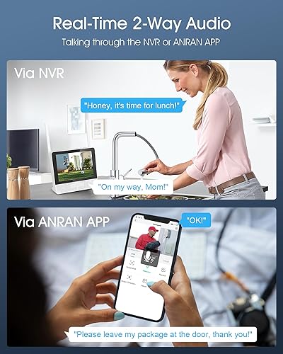 Miniatura 5 de ANRAN Sistema de cámara de seguridad inalámbrica, monitor 4K de 10.5 pulgadas con cámara PTZ WiFi-6 de 4 x 5 MP, seguimiento automático, audio de 2