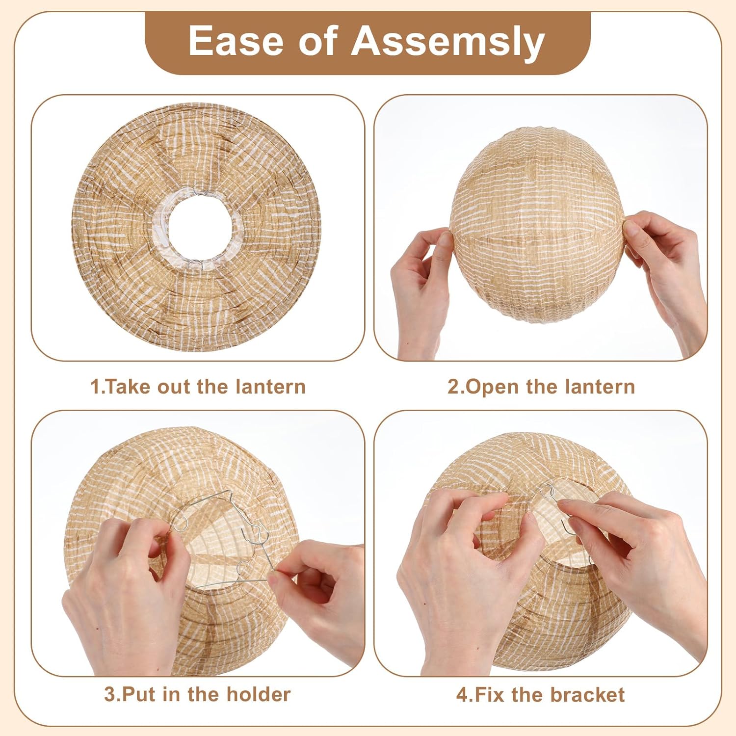 12 Pcs Print Burlap Paper Lanterns Round Chinese Paper Lanterns Decorative Farmhouse Classroom Decor Home Sweet Classroom Birthday Party Ceremonial Event (8 Inch) - Image 4