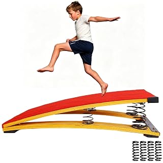 ZOUXIKOU 4 Springs Gymnastics Springboard for Kids Vaulting Training Fitness Playing, Portable Curved Spring Board, Hard Wood Practice Equipment, Elastic Board for Home Room Athletics Training Ground