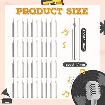 Kingdder 100 Pcs Steel Phonograph Needles Replacement Record Player Stylus Turntable Needles Universal Size Loud Tone Stylus for Antique Turntable Phonographs Record Player