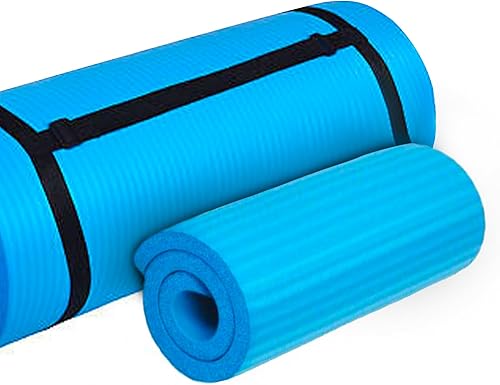 Miniatura 9 de BalanceFrom Esterilla de yoga multiusos de 1 pulgada extra gruesa de alta densidad antidesgarro con correa de transporte, bloques de yoga opcionales