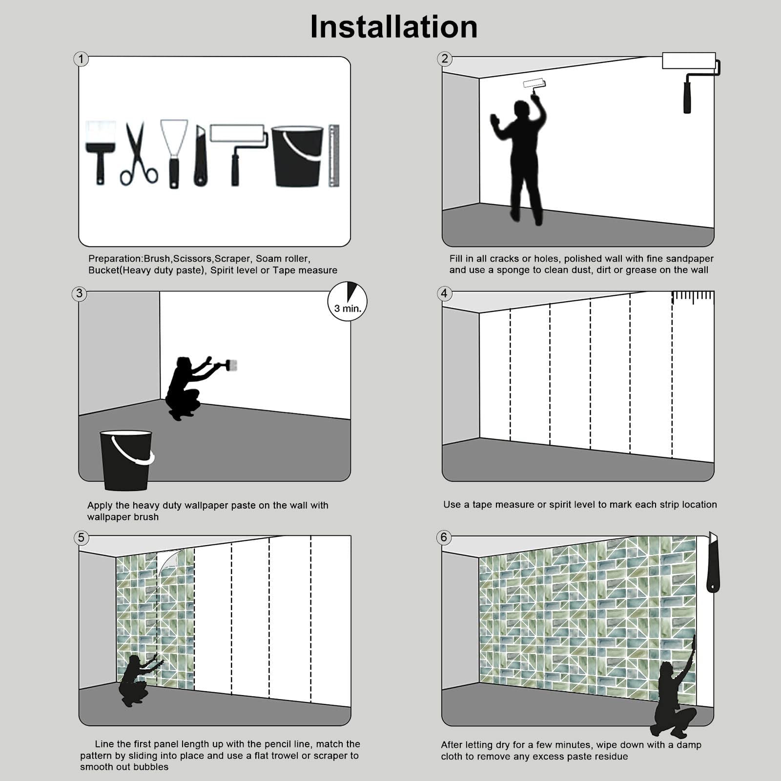 Carta da Parati Panoramica Motivo Geometrico Senza Soluzione Di Continuità 400x280cm Seta Murale per Soggiorno Salotto Camera da letto Ufficio Motivo A Mattoni Acquerello Camera Da Letto Poster Murale