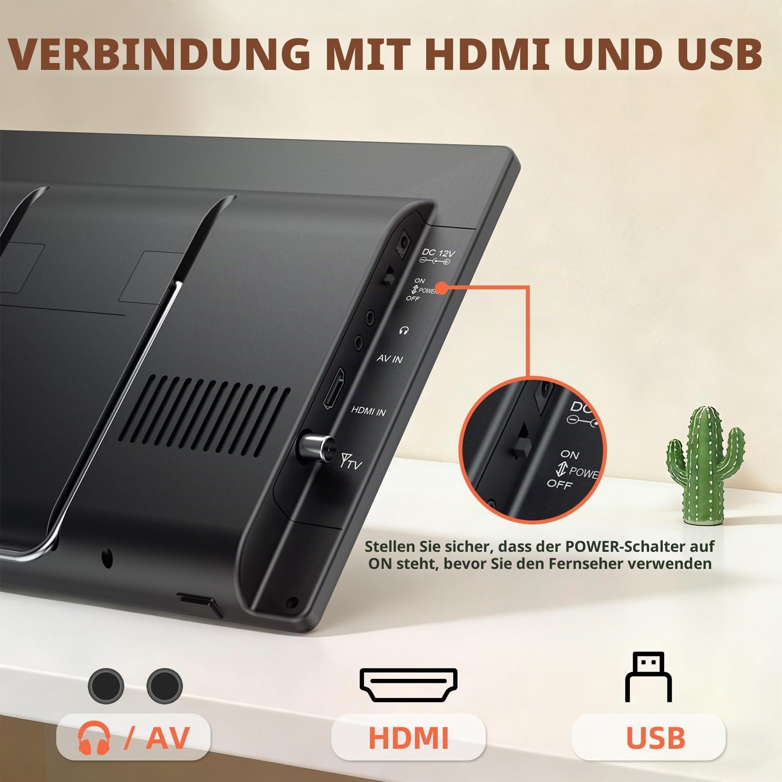 DESOBRY 12 Zoll Tragbarer Smart TV mit Android