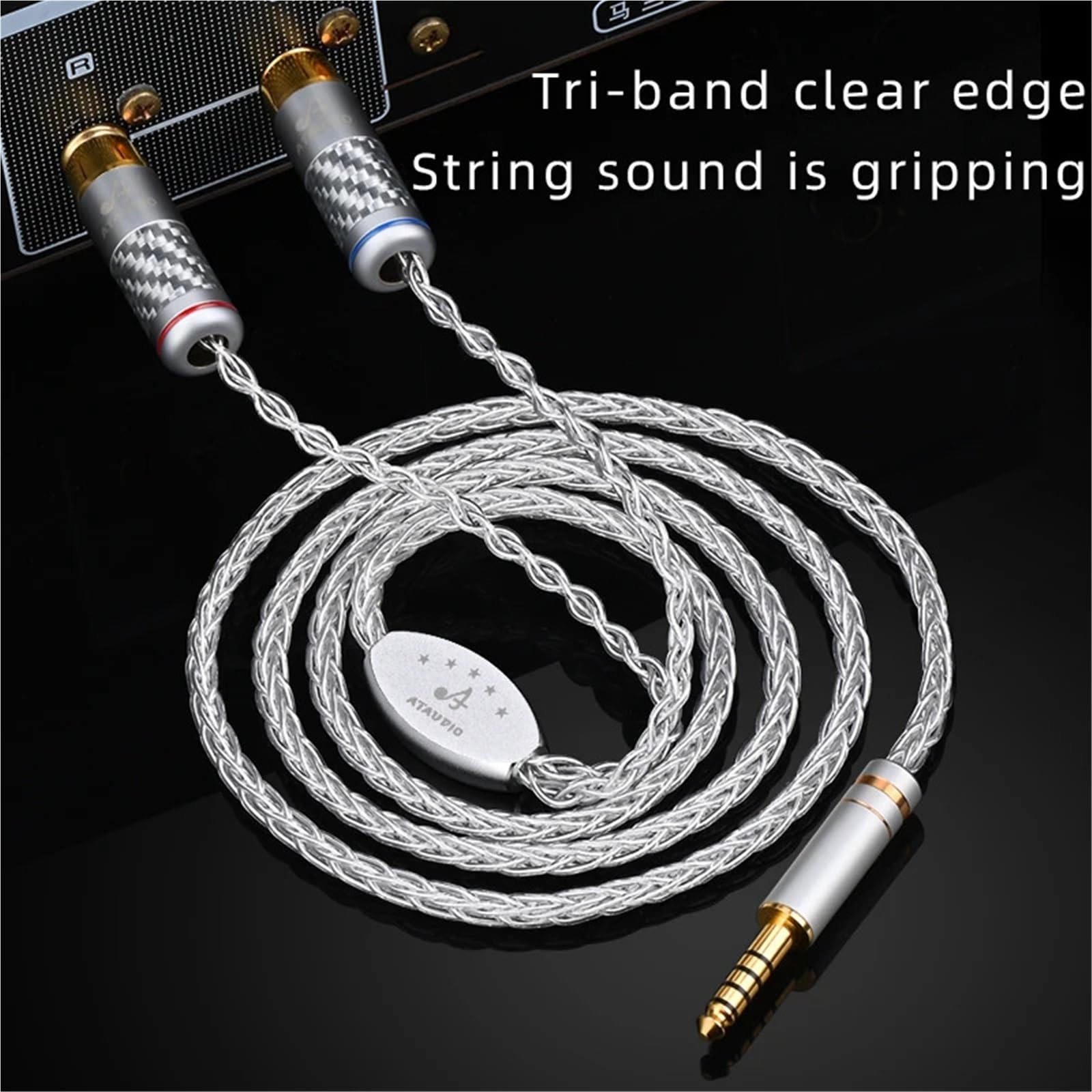 Kabel audio HiFi z gniazdem 4,4 mm, zrównoważony interfejs 4,4 do 2 RCAA, kabel sygnałowy do słuchawek, wzmacniacz 4,4 mm do 2 RCA (1 m)