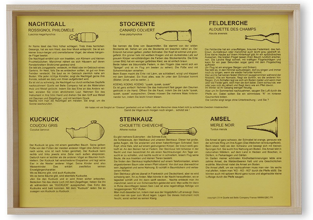 KOOKOO Vogelpfeifen 6er Set, Handgefertigte Instrumente für Naturgeräusche, Vogelstimmen-Imitation mit Aufbewahrungsbox (6er Set)