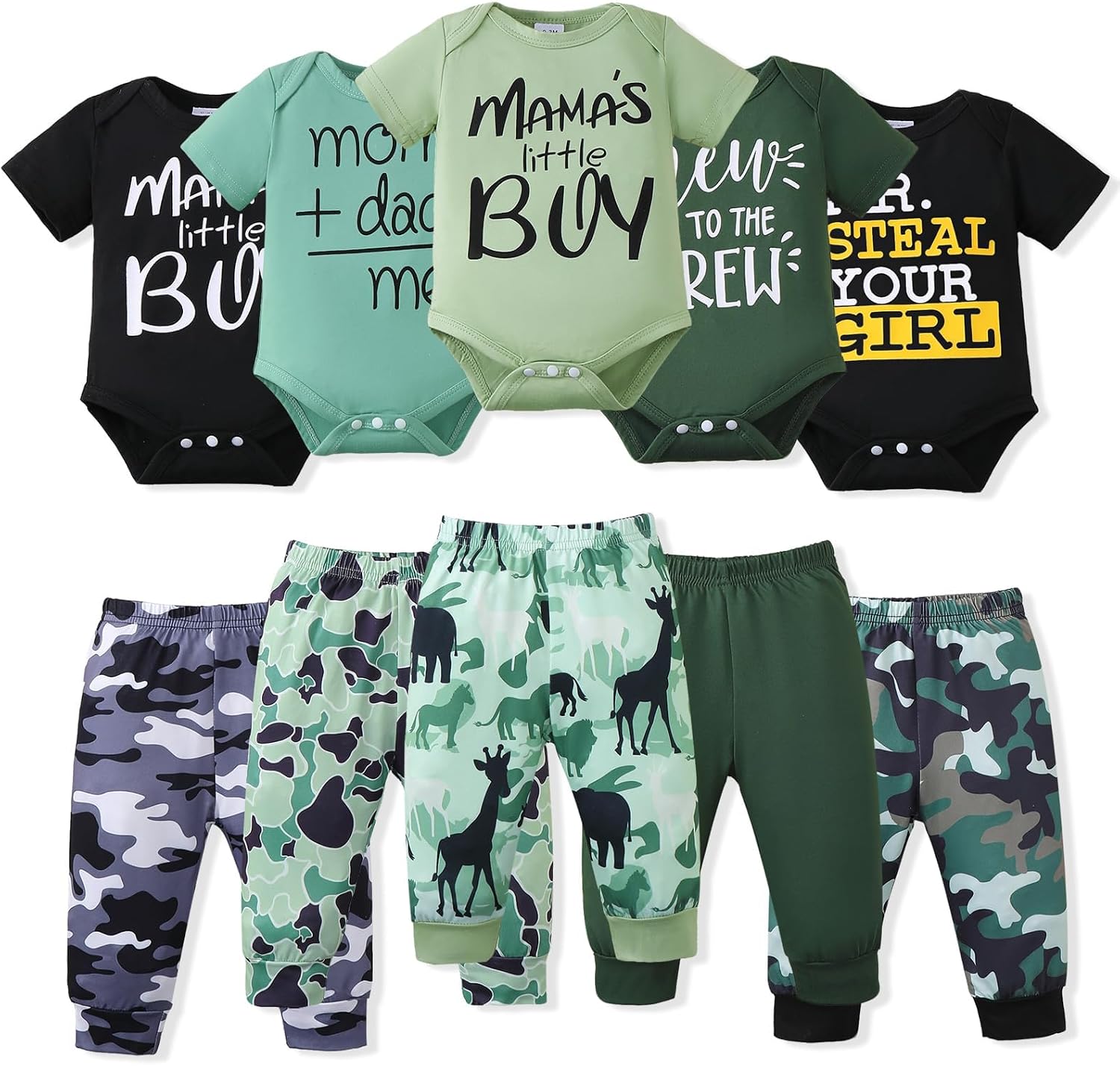 NZRVAWS Baby Boy Girl Clothes Unisex Outfits Set 10PCS