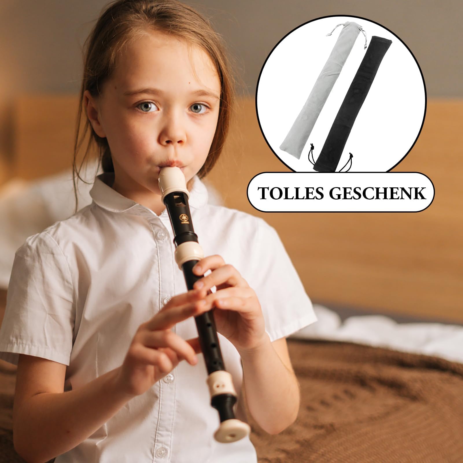 Lot De 2 Housses Pour FlûTe à Bec, Housse Pour FlûTe TraversièRe, Housse En Velours Pour FlûTe à Bec Soprano, IdéAle Pour FlûTes, Clarinettes, Baguettes, Harmonicas, CucurbitacéEs (Noir + Gris)