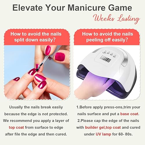 Miniatura 7 de KQueenst - Uñas postizas largas a presión para Halloween, color rosa mate, francesas, con brillantina, tela de araña de sangre y calavera, cobertura