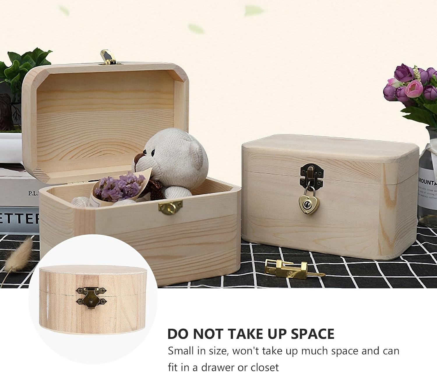Wooden Jewelry Storage Box Large round DIY Handmade Earring Case Ring Holder for ’s Jewelry Organization and Display