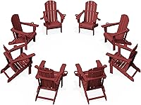 Vista 22 de KINGYES Silla Adirondack plegable con soportes dobles para tazas, sillas de exterior de polietileno de alta densidad para todo tipo de clima, silla