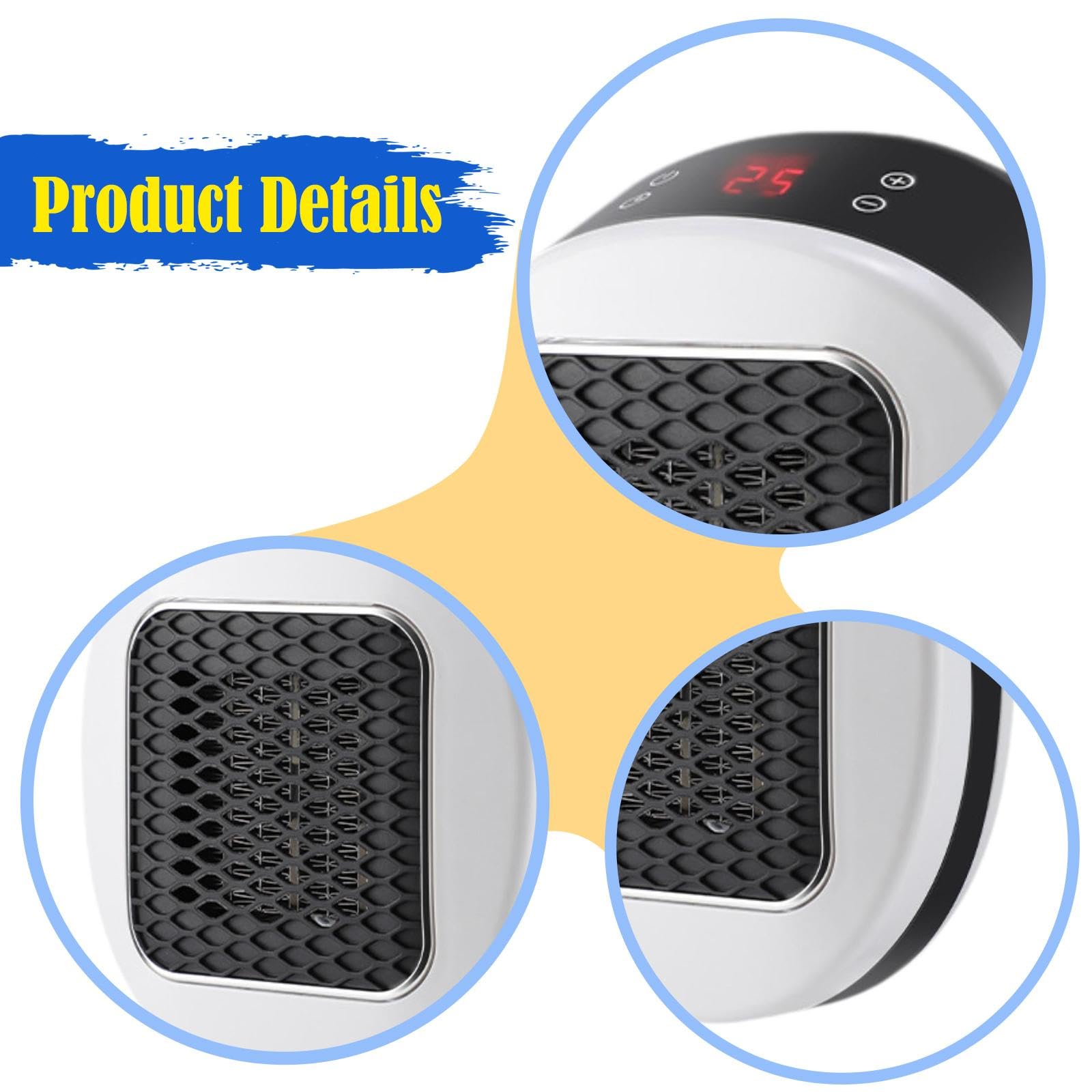 perfk Calentador de Ambiente de Calentamiento rápido, 600 W, Ahorra Espacio y es silencioso, Ideal para dormitorios, hogares y baños.