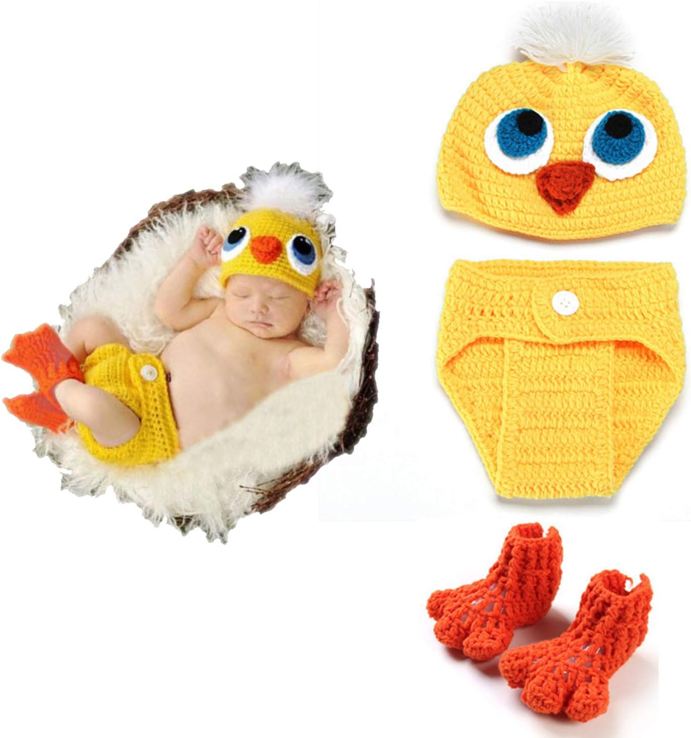BabyMoon (Set of 3 Baby's Crochet Photography Props (Yellow)