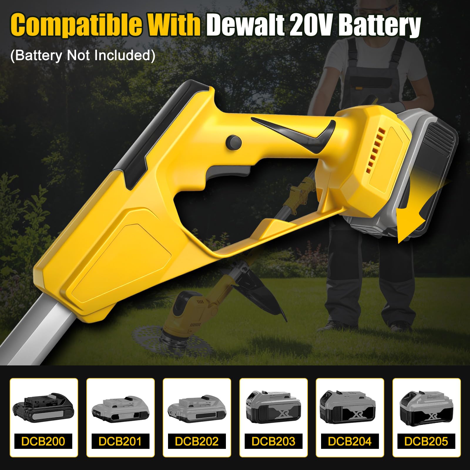 Podkaszarka do trawy ze szczotką do usuwania chwastów do akumulatorów Dewalt, akumulatorowa podkaszarka 20 V, trzonek teleskopowy (szerokość cięcia 24 cm, 9000 obr./min) do przycinania trawnika