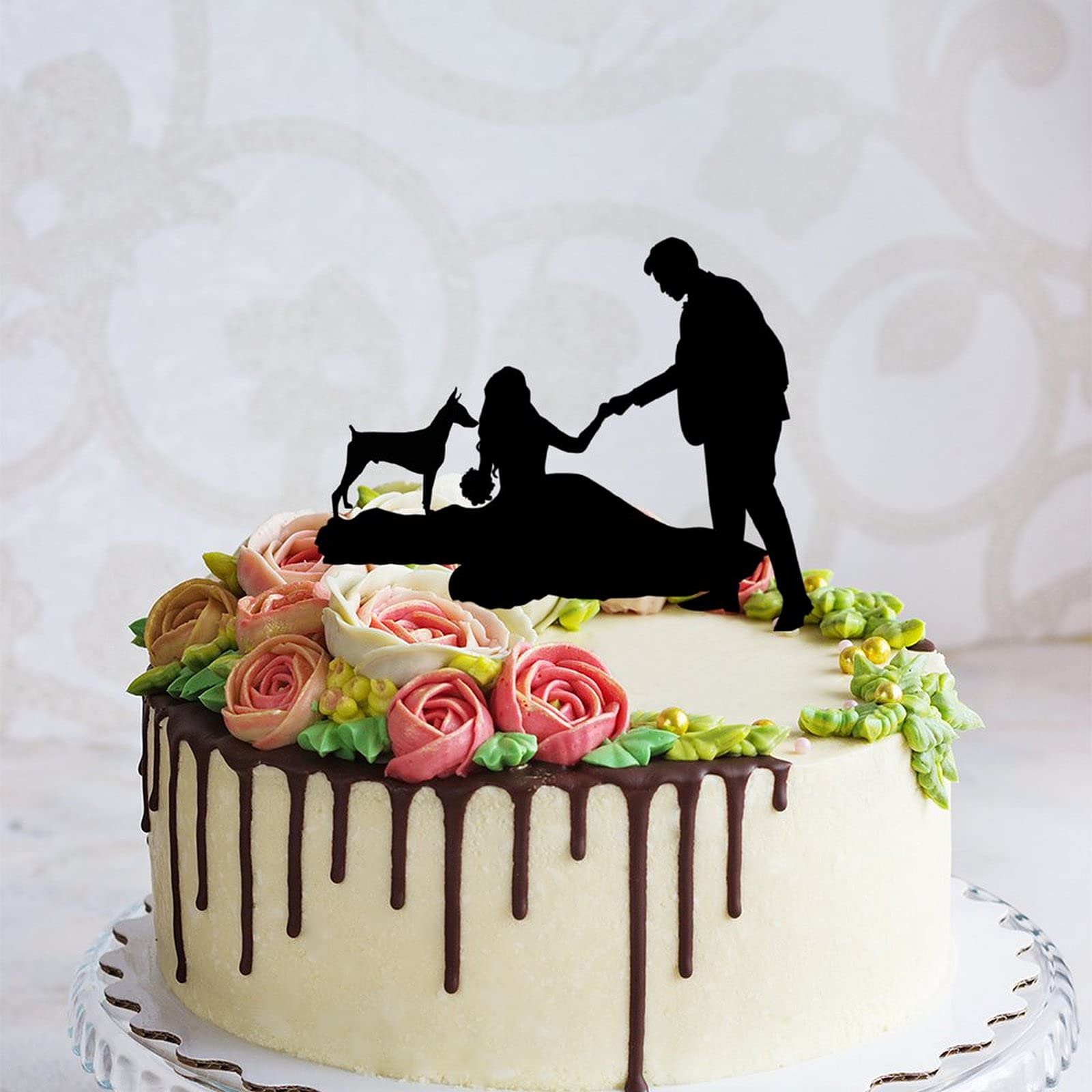 Adorno Para Tarta De Boda Con Perro, Adorno Para Tarta + Perro, Adorno Para Tarta De Silueta Para Boda Con Mascotas, Adorno Para Tarta De Novios + Retriever (1066 - México