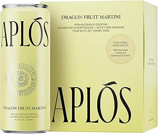 Aplós Dragon Fruit Martini Canned Cocktail, Formulated with Adaptogens and Botanicals, Low Calorie, No Added Sugar Beverage (8.5 fl oz. per can) (4 Pack, Dragon Fruit Martini)