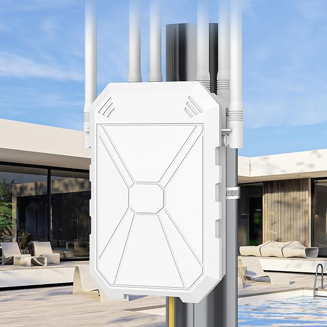 AX1800 Extérieur WiFi 6 Extendeur, haute puissance extérieure WiFi Booster à longue portée en plein air WiFi Point d'accès, IP67 Résistance aux intempéries, avec PoE, pour Starlink, Patio, Camping, Yard, RV
