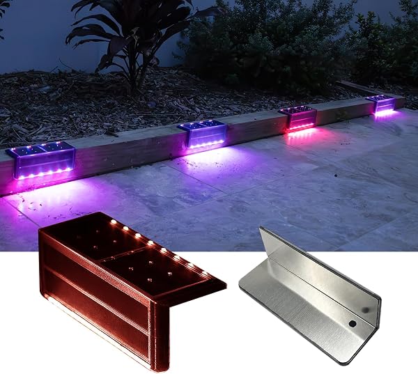SHONELIGHTING Solar Pool Deck Light, IP67 Waterproof 2-Way Step LED, Heavy Duty Stainless-Steel Retaining Wall Light, Ul
