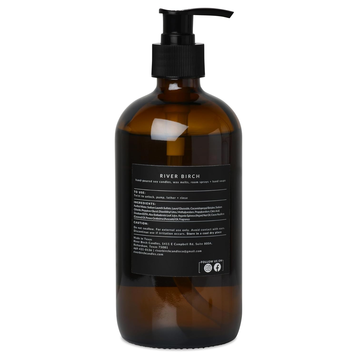 River Birch Apple Cider Scented Natural Hand Soap - Handmade Soap - Moisturizing Hand Wash with Amber Glass Dispenser - Luxury Scented Hydrating Hand Soap - Vegan and Non-Toxic - 16 Fl Oz - Image 2