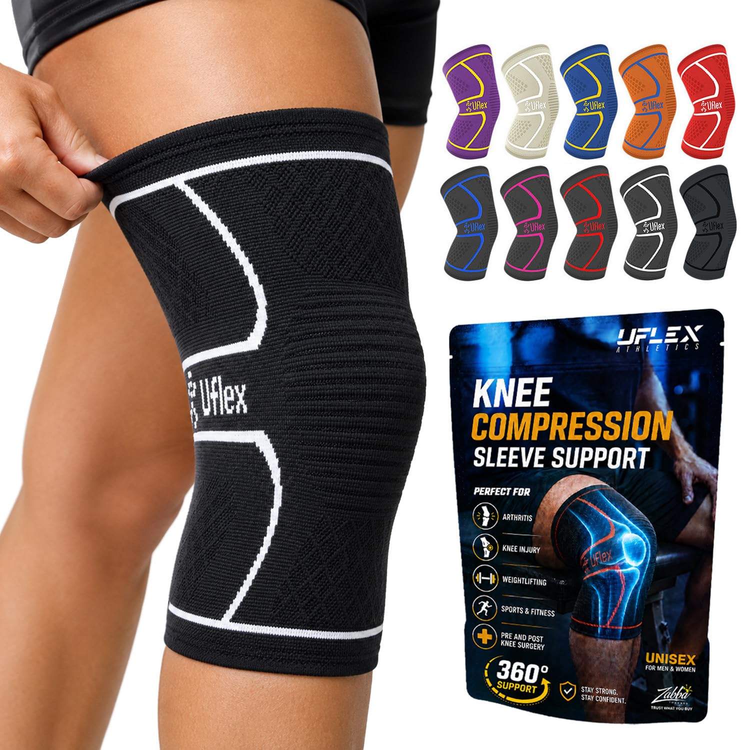 UFlex Athletics Knee Brace Sleeve Men &amp; Women