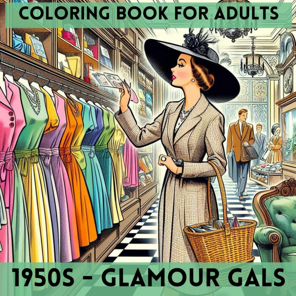 1950s - GLAMOUR GALS: ADULT COLORING BOOK