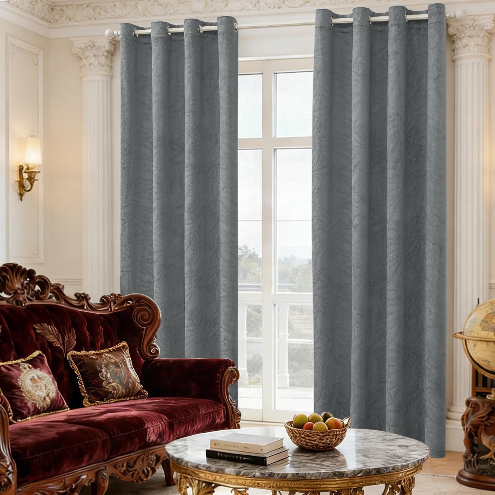 Ystyle Tende Oscuranti per Interni 2 Pezzi, 140x245 CM, Grigio | Tende con Anelli Velluto Moderne, Tenda Termica Isolante Freddo e Caldo, Curtains Ideali per Camera da Letto e Soggiorno