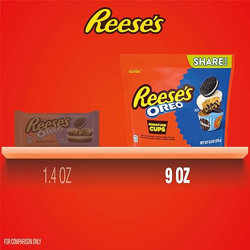 Miniatura 4 de REESE'S OREO Miniatures - Tazas de chocolate con leche y crema blanca de mantequilla de maní, paquete de caramelos compartidos, 9 onzas