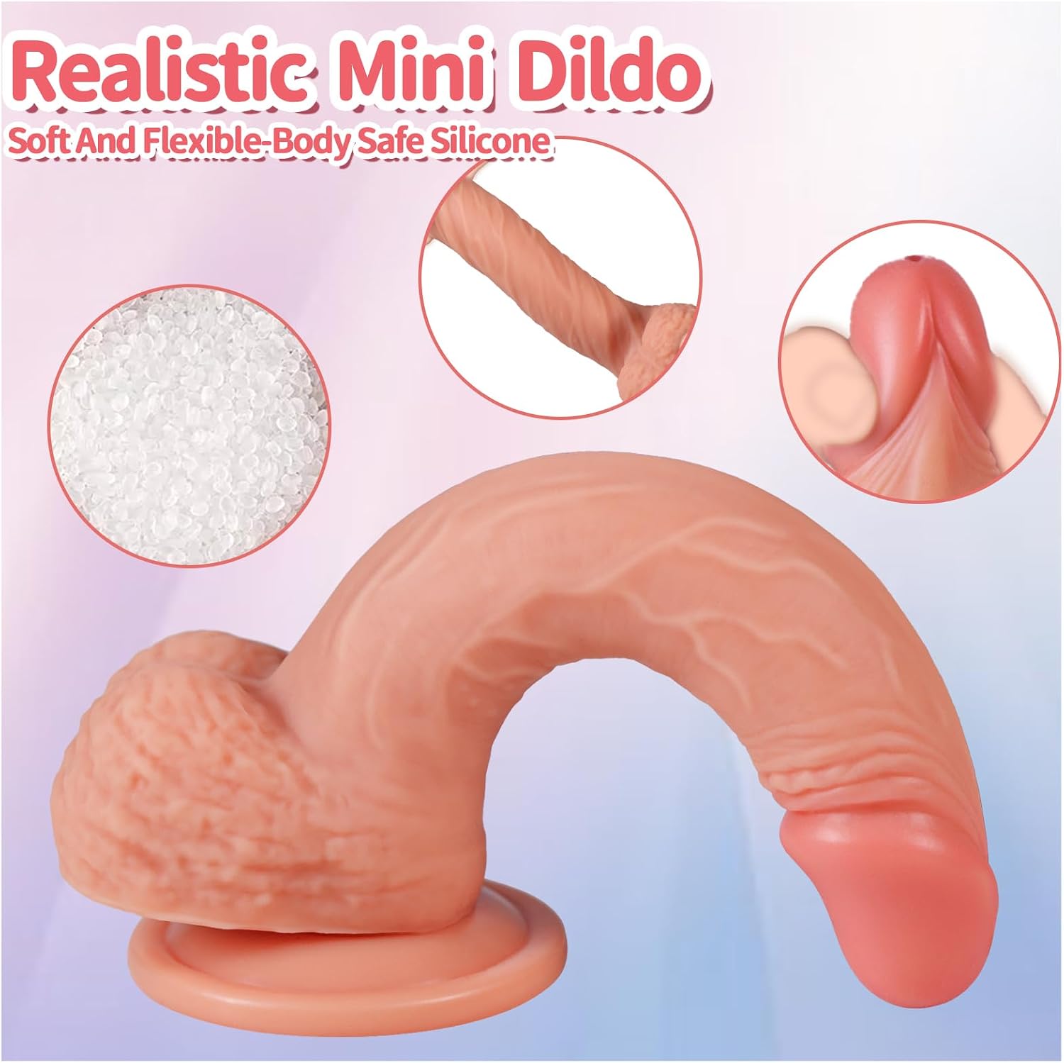 6.3 Inch Skinny Dildo for Beginners, Soft Slim Dildos Realistic Thin Anal Dildo with Strong Suction Cup, Silicone Mini Dildo Adult Sex Toys for Women Men Gay G-Spot & Anal Training