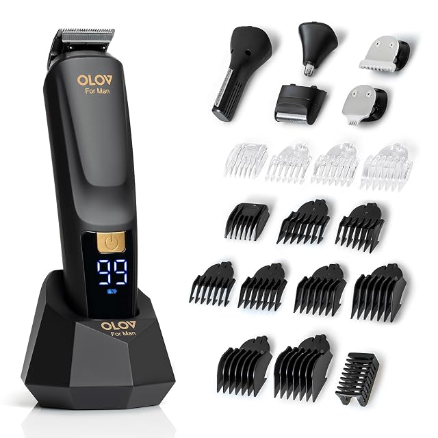 OLOV For Man Beard Trimmer 21 Piece All-in-One Mens Grooming Kit and Hair Clipper Nose Ear Body and