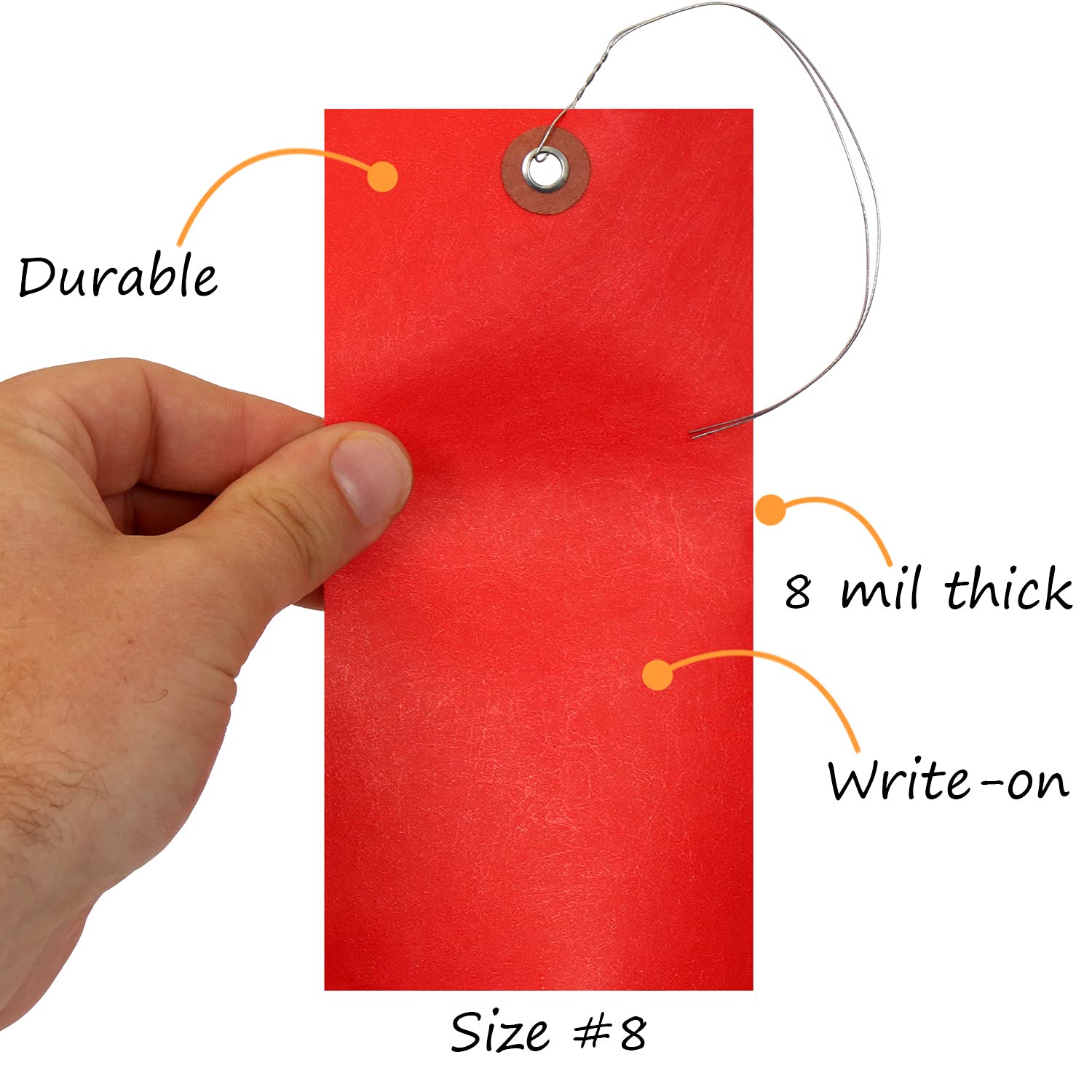 SmartSign Tyvek Lot de 100 étiquettes d'expédition vierges avec fil Rouge Taille 8