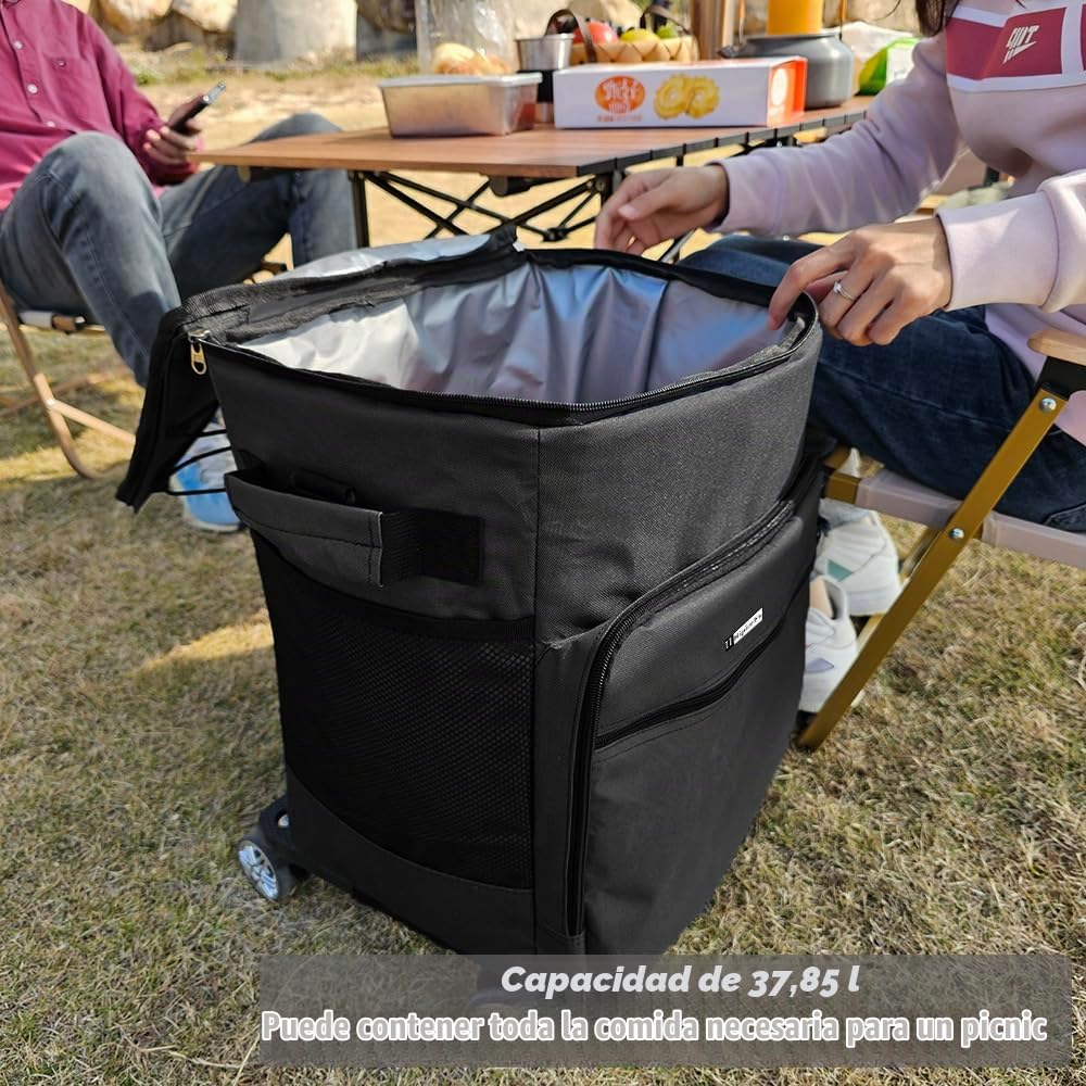 Nevera Portátil con Ruedas 40 litros Plegable Nevera Playa a Prueba de Fugas para Picnics Camping y Playa
