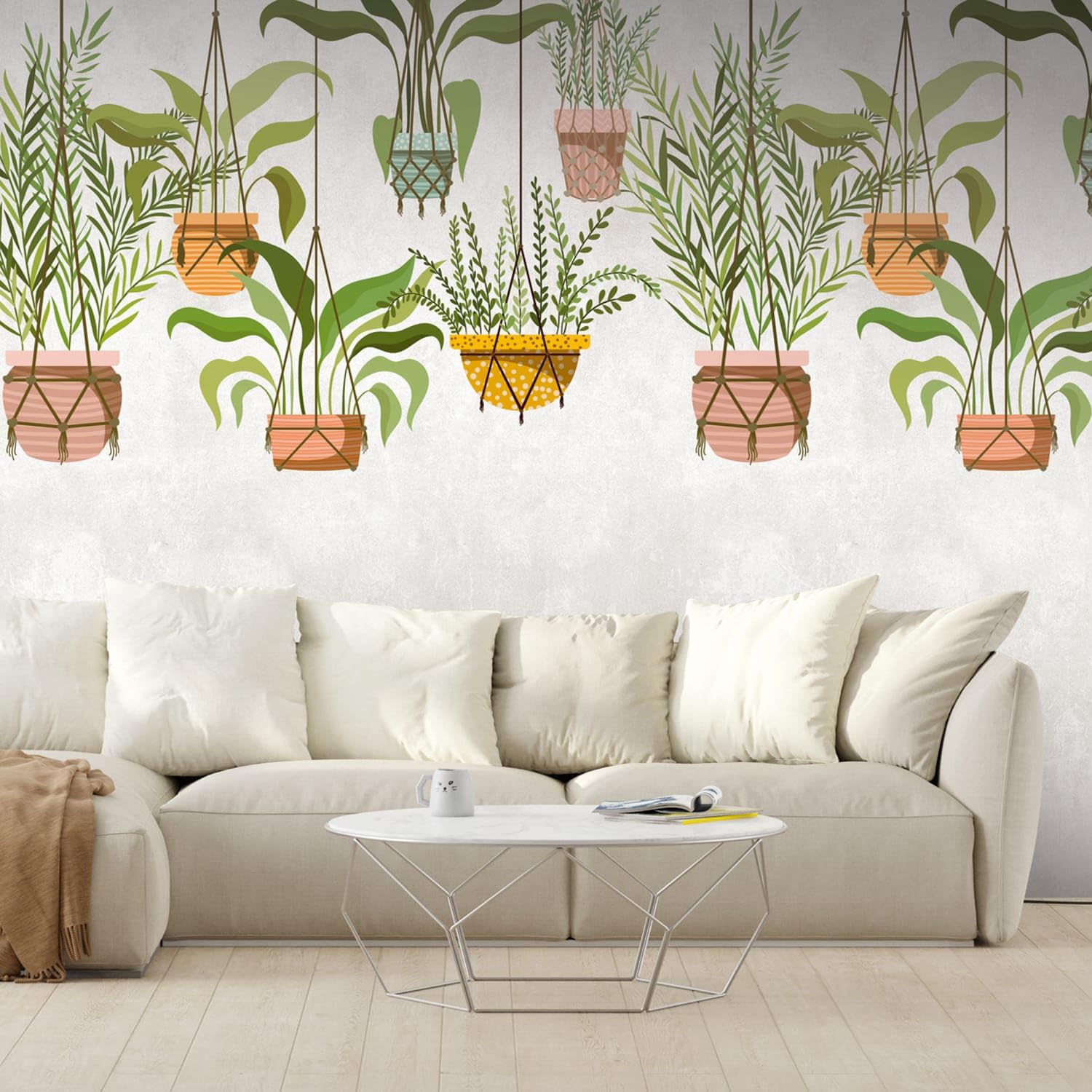 Papier peint panoramique floral Profhome pour salon lumineux et chambre