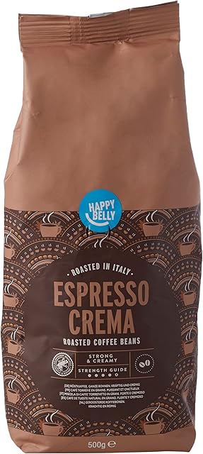 Amazon Brand - Happy Belly Espresso Crema Coffee Beans - Rainforest Alliance Certified, 500g