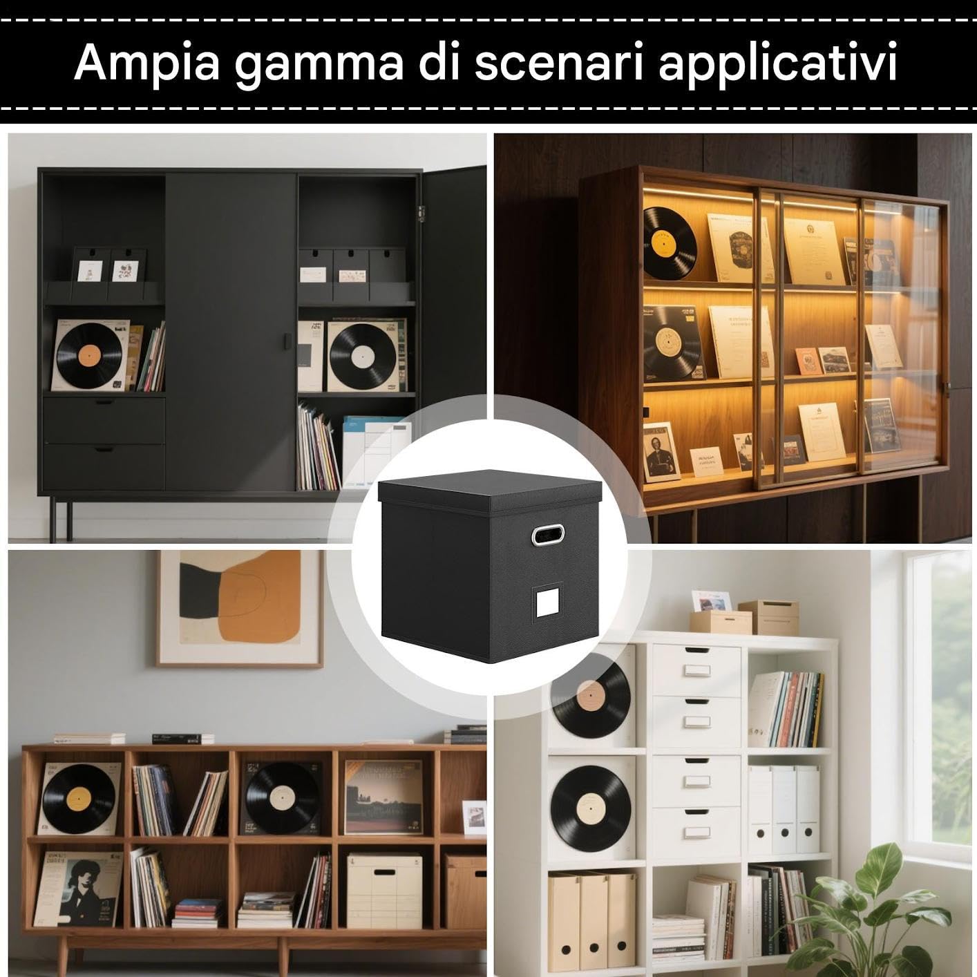 Scatola Porta Fumetti Cestini Contenitori Casa Archiviazione Media Scatole | Organizer Portadischi Impilabile con Coperchio Per Traslochi, Esposizione, Viaggi, Collezione E Musica