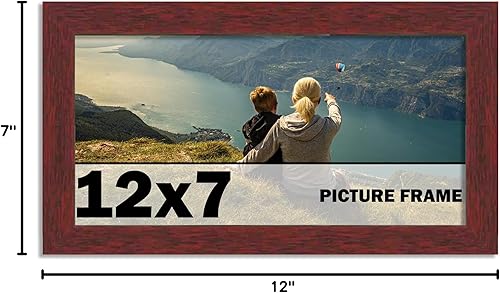 Miniatura 10 de CountryArtHouse Marco de fotos de caoba marrón de 12 x 7 pulgadas, kit de marco de madera maciza que incluye plexiglás acrílico UV, tablero de