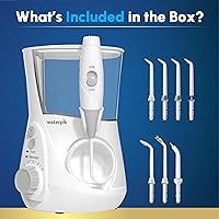 Vista 19 de Waterpik Acuario irrigador dental para limpieza de dientes, encías, aparatos ortopédicos, cuidado dental, energía eléctrica con 10 ajustes, 7
