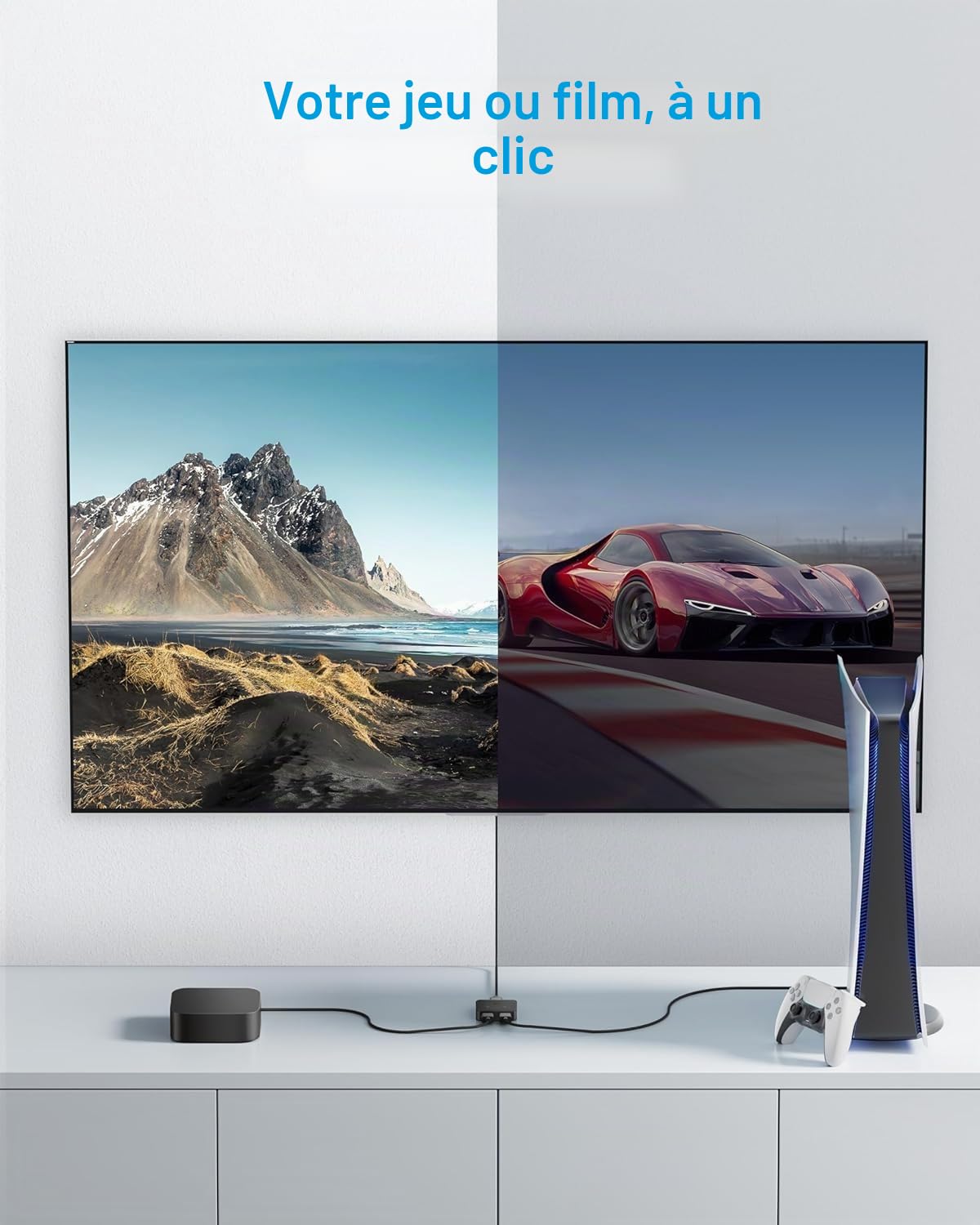 Anker Switch HDMI 4K à 60 Hz Commutateur bidirectionnel, Sortie 2 en 1 avec Finition Lisse, Prend en Charge HDR, 3D, Dolby, Compatible avec Laptops, PC, Xbox Series, PS5 / PS4, projecteur, etc.